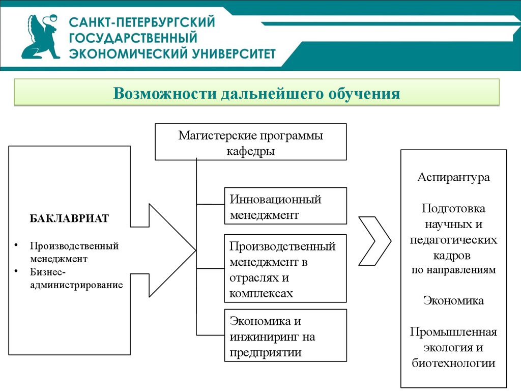 Производственное направление. Возможности дальнейшего образования. Управленческое направление обучения. Отрасли направления менеджмента. Школа производственного менеджмента.