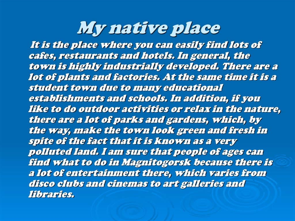 essay about my native place