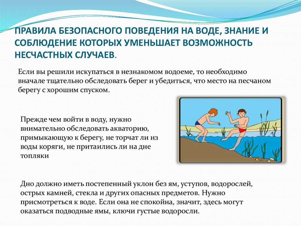 Презентация на тему правила поведения на воде