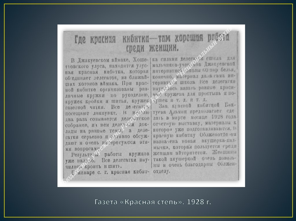 Газета «Красная степь». 1928 г.