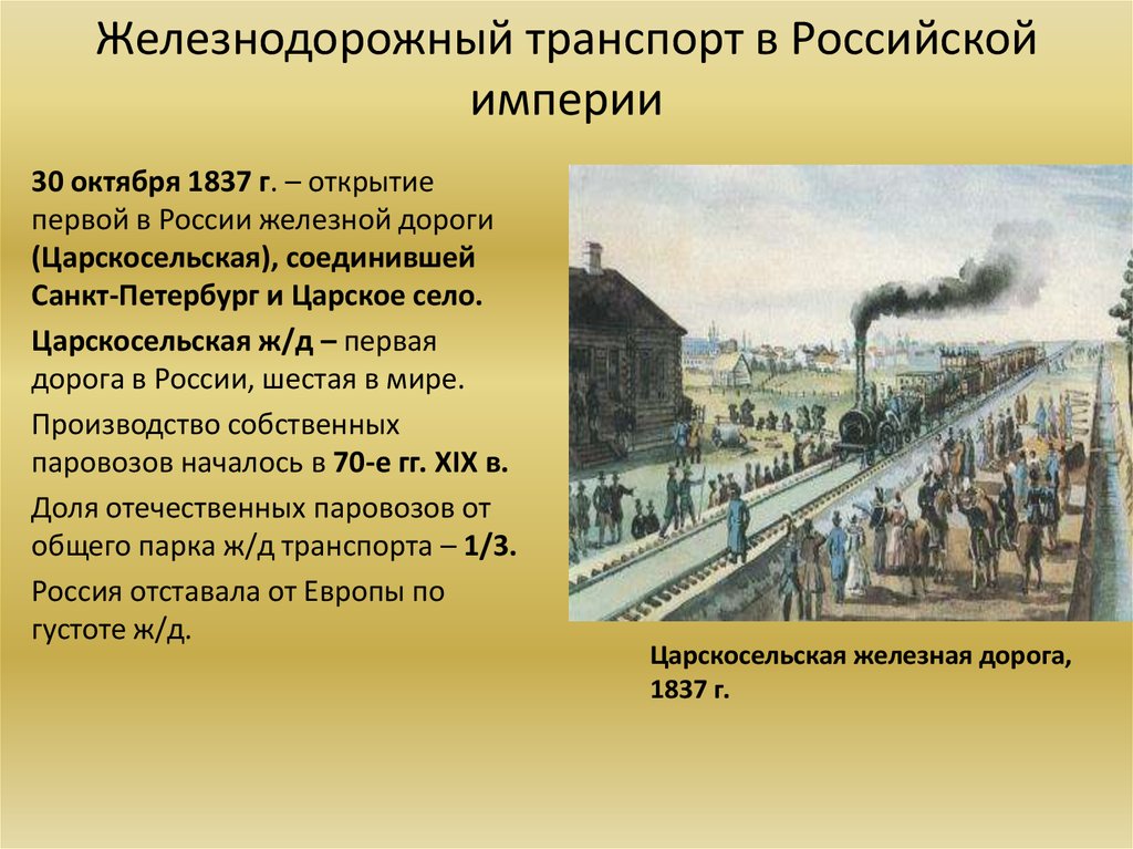 Железнодорожный транспорт в Российской империи