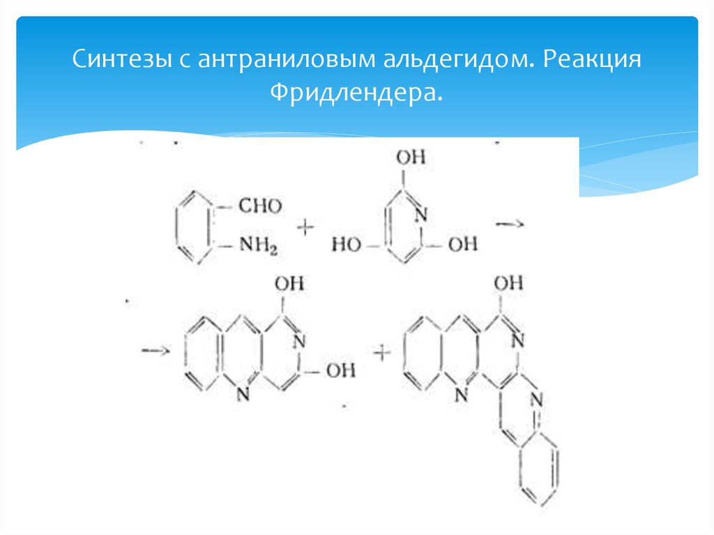 Синтезы с антраниловым альдегидом. Реакция Фридлендера.