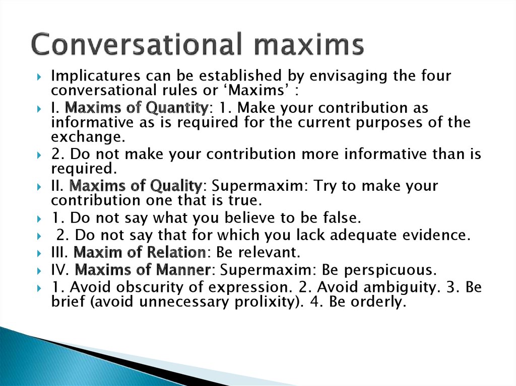 Conversational maxims