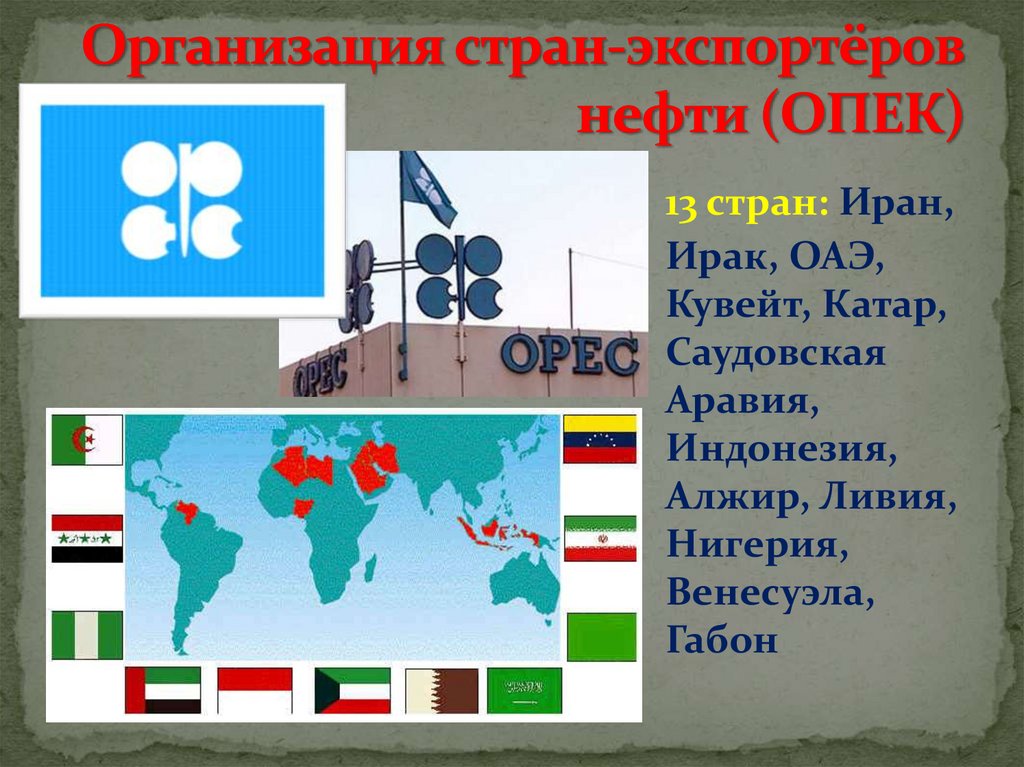 Основные нефтеэкспортирующие страны