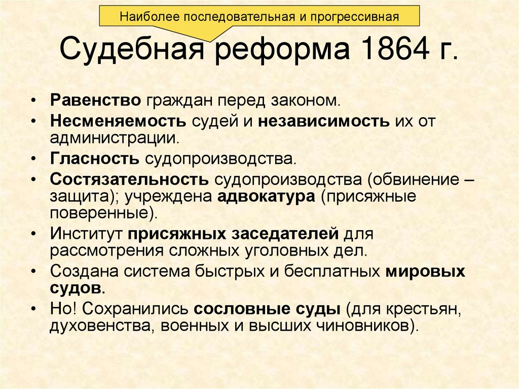 Схема судебной системы по реформе 1864 года