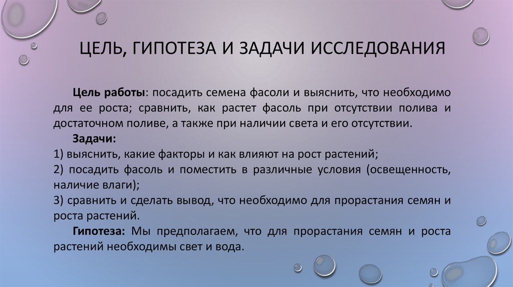 Гипотеза в творческом проекте