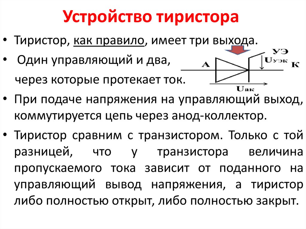 Принцип конструкции. Тиристор принцип работы. Принцип работы полупроводникового тиристора. Конструкция и Назначение тиристоров. Схема тиристора и принцип работы.