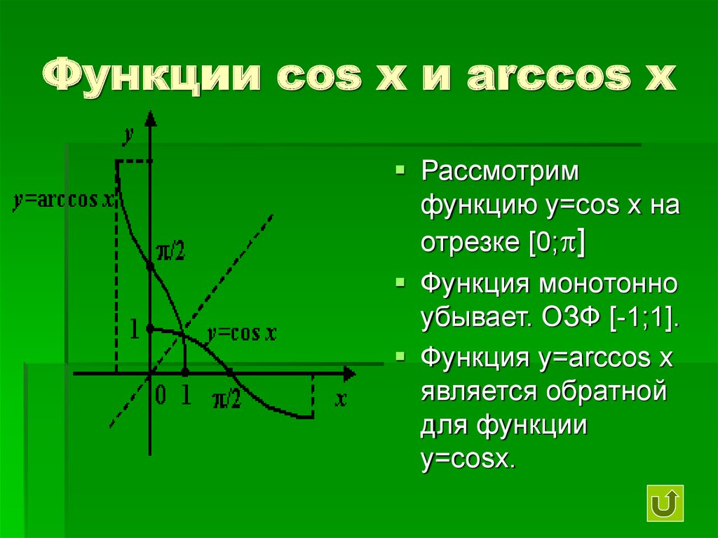 Функции cos x и arccos x