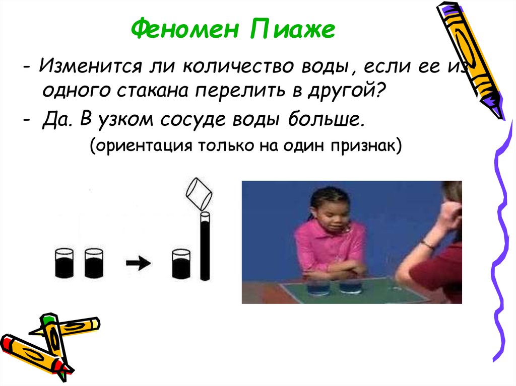 Изменяется ли объем. Феномены психического развития, открытые ж. Пиаже. Задачи Пиаже. Феномены Пиаже кратко. Эксперименты Пиаже.