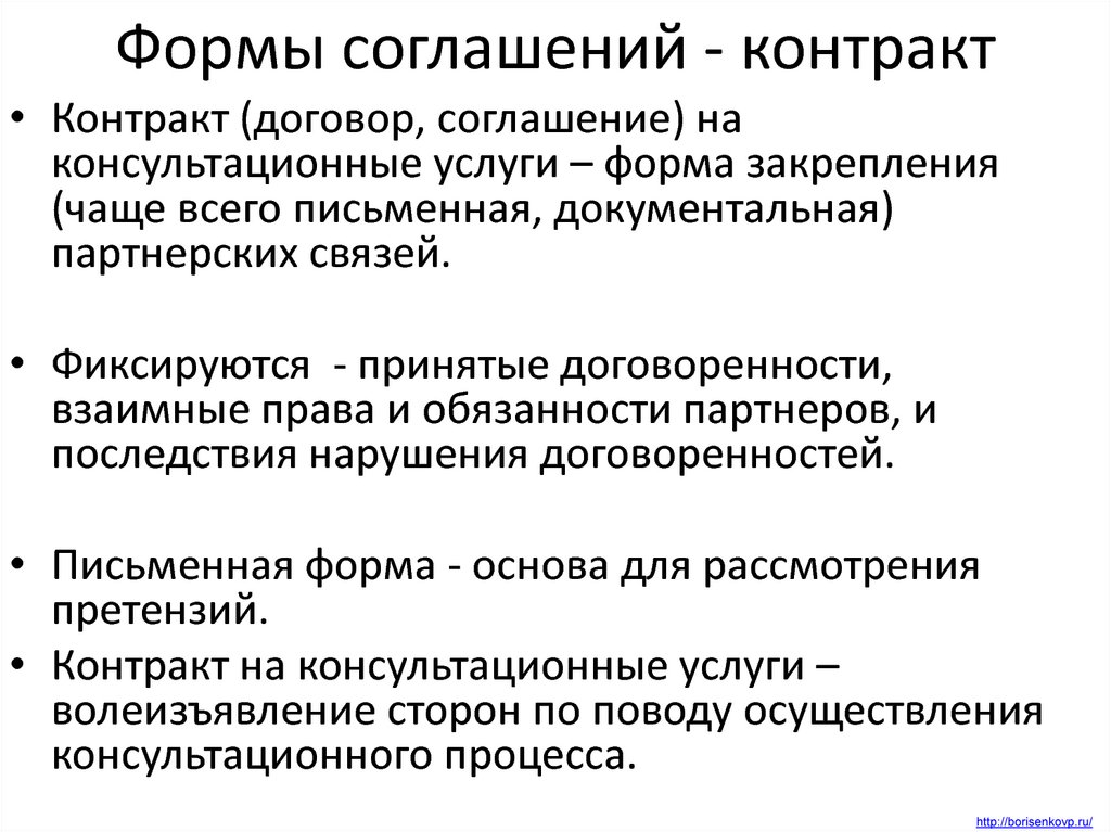 Правовые последствия несоблюдения формы договора. Форма договора. Формы сговора. Характеристика форм договора.