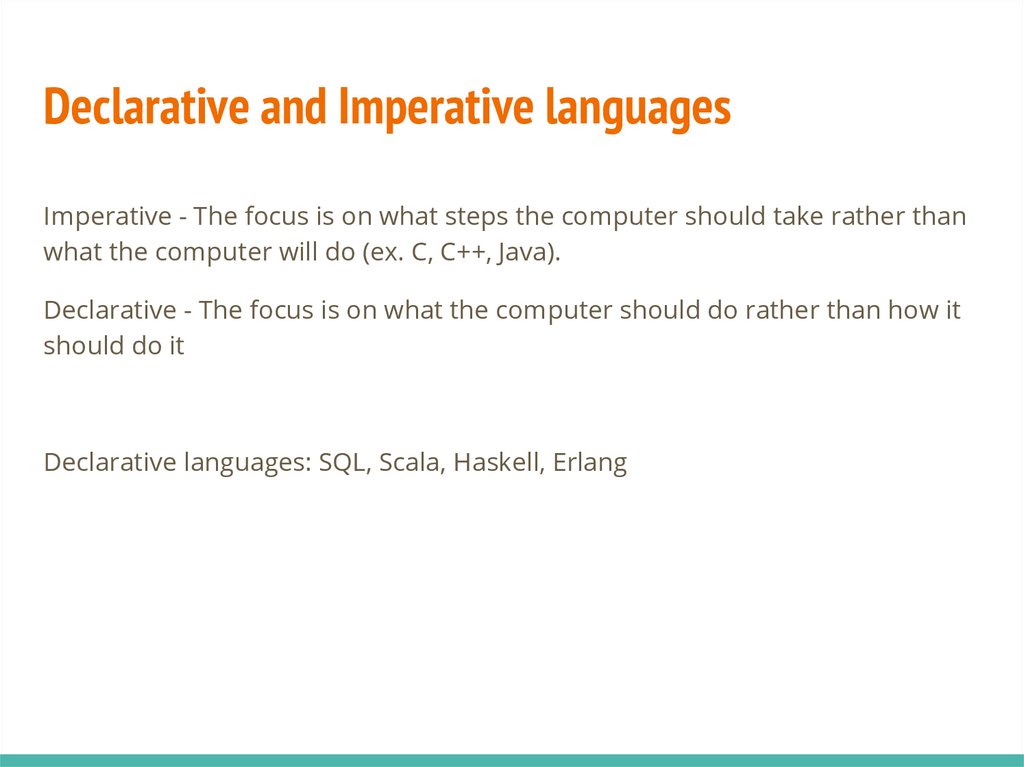 Declarative and Imperative languages