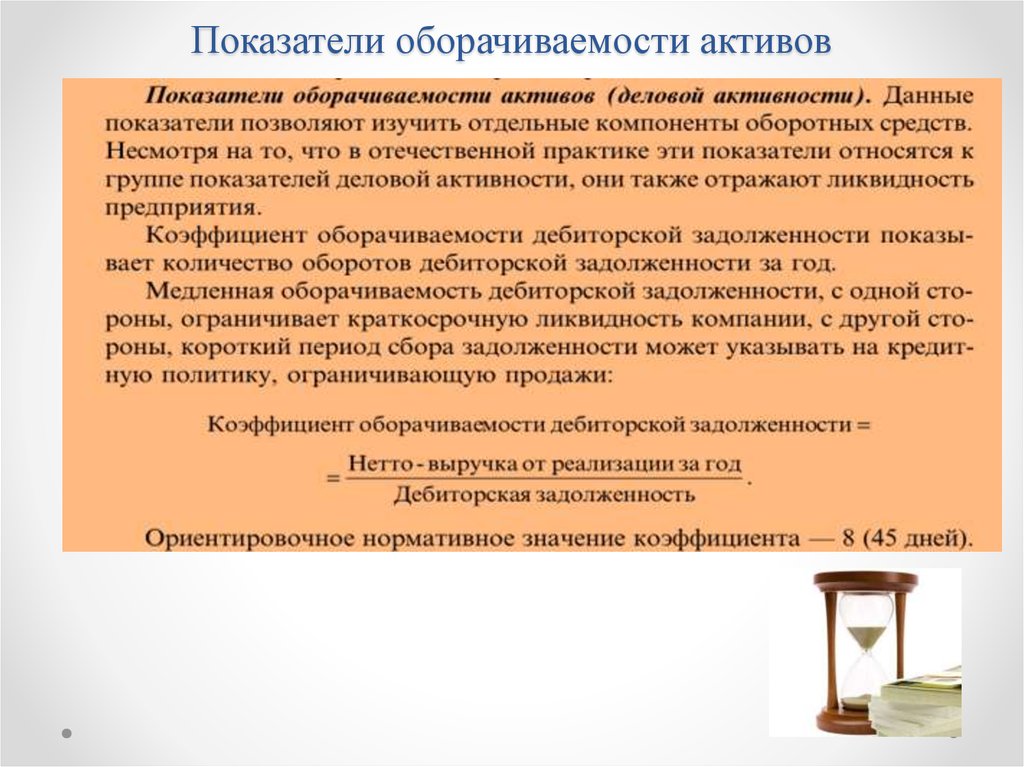 Показатели оборачиваемости активов