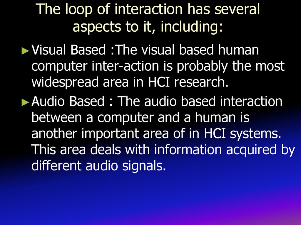 The loop of interaction has several aspects to it, including: