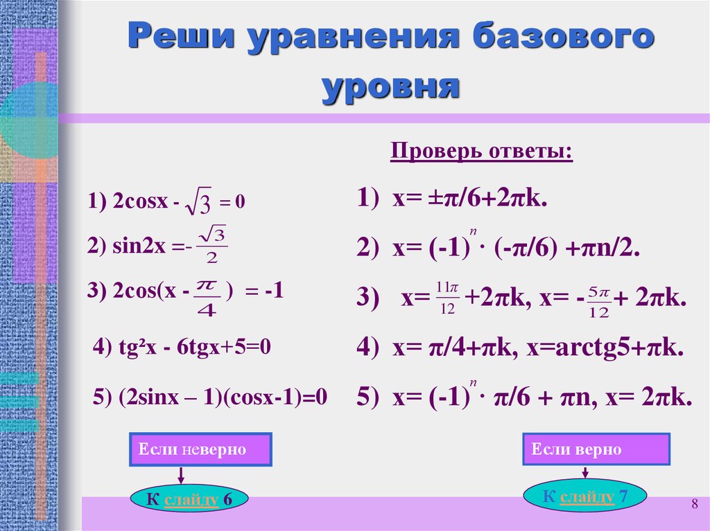 Решите уравнение sin 2x 1 0. Уравнения начальный уровень. Уравнения база. Соsx=a решение. Как решить уравнение в базовой математики?.