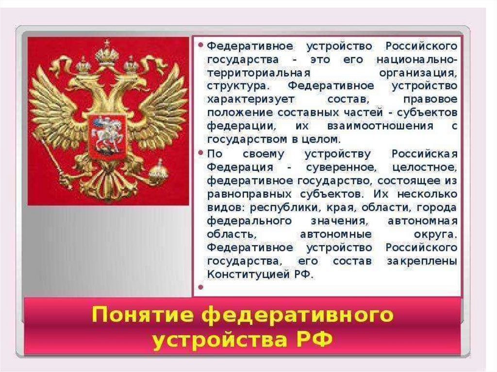 Федеративный характер государства. Федеративное устройство российского государства. Составные части Российской Федерации. Федеративное устройство презентация. Понятие федеративного устройства.