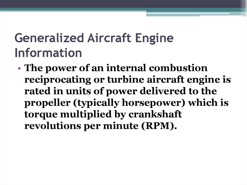 Generalized Aircraft Engine Information