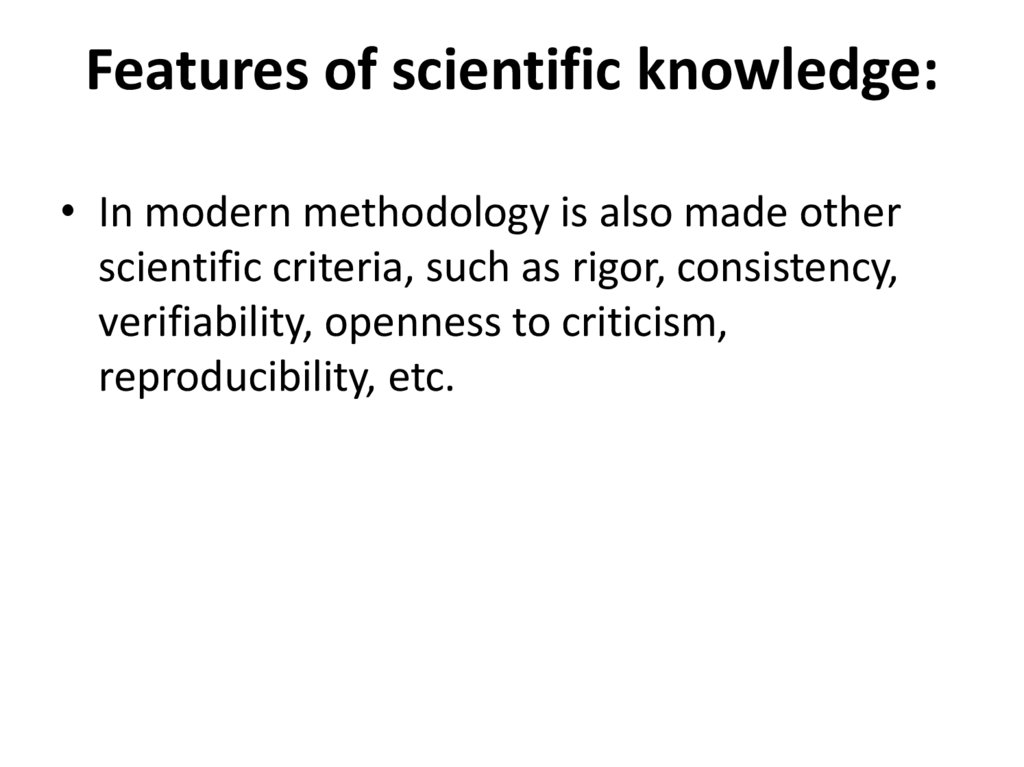 Features of scientific knowledge: