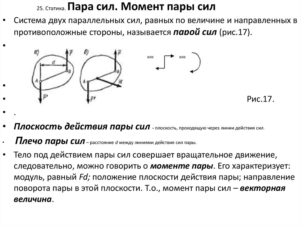 Схема пара сил