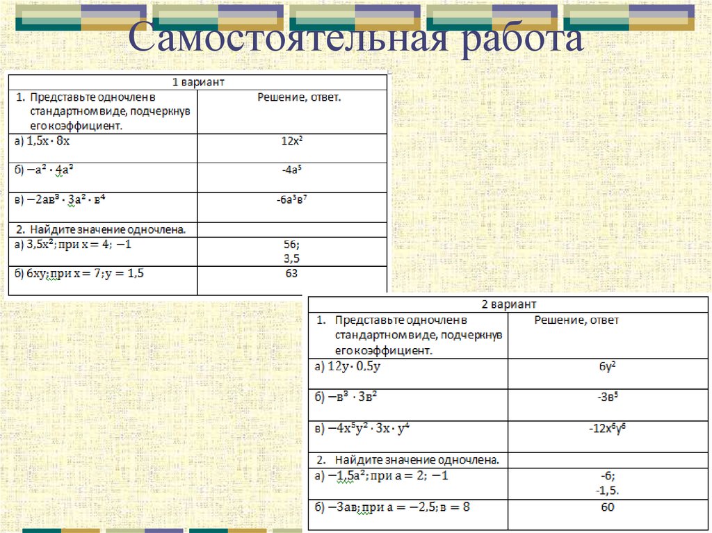 Стандартный вид одночлена 7 класс. Одночлен и его стандартный вид самостоятельная работа. Стандартный вид одночлена самостоятельная работа. Одночлен и его стандартный вид 7 класс самостоятельная работа. Стандартный вид одночлена самостоятельная работа 7 класс.