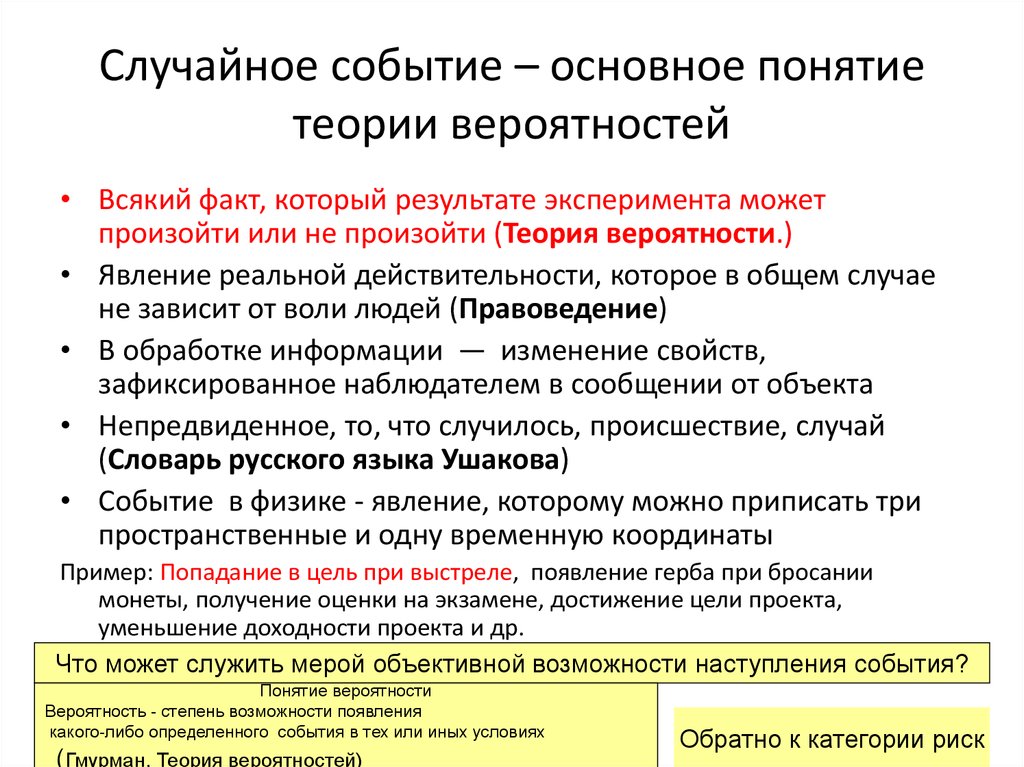 Курс риски. Случайное событие в теории вероятности это. Совместные события в теории вероятности. Основные понятия теории слу. Основные понятия теории риска.