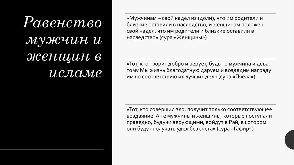 Равенство мужчин и женщин в исламе