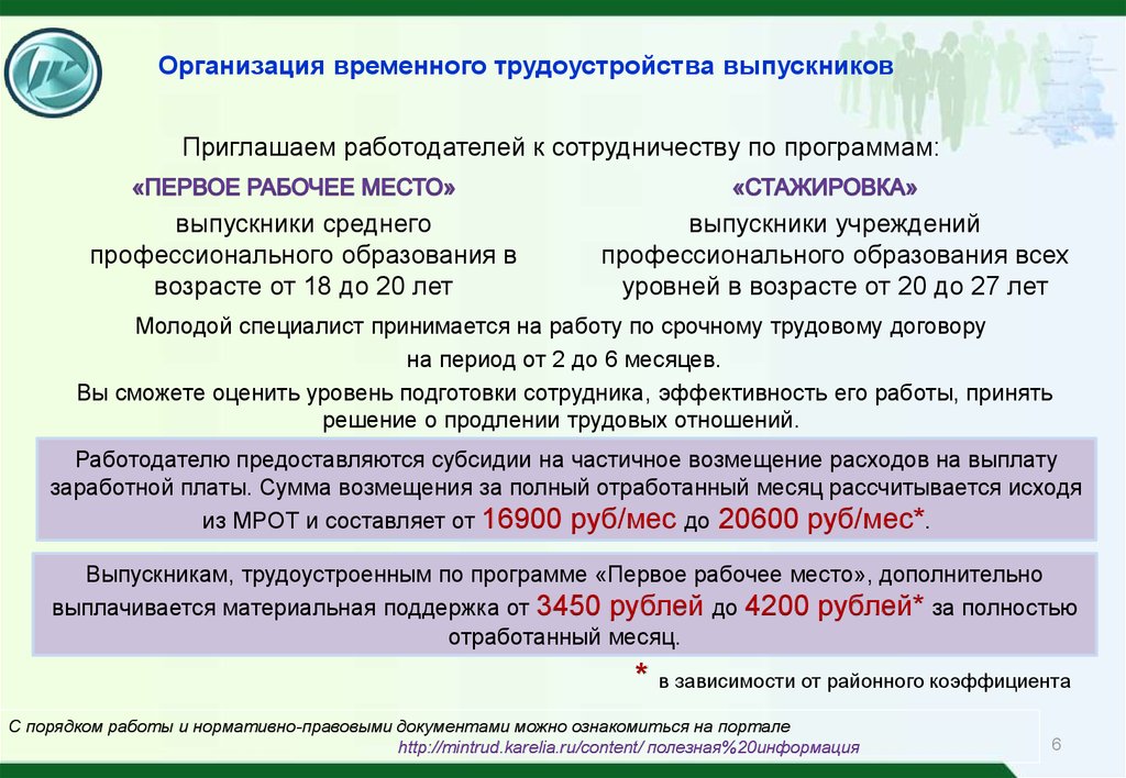 Трудоустройства по временной работе