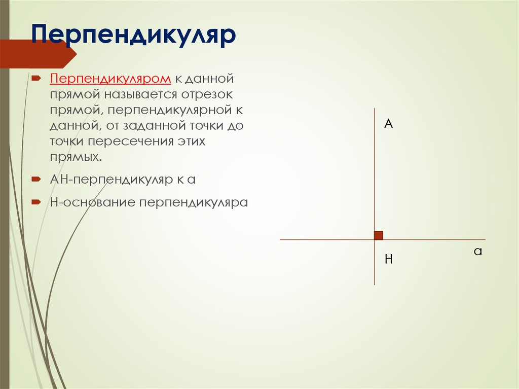 Объясните какой отрезок называется наклонной перпендикуляром проекцией наклонной выполните рисунок