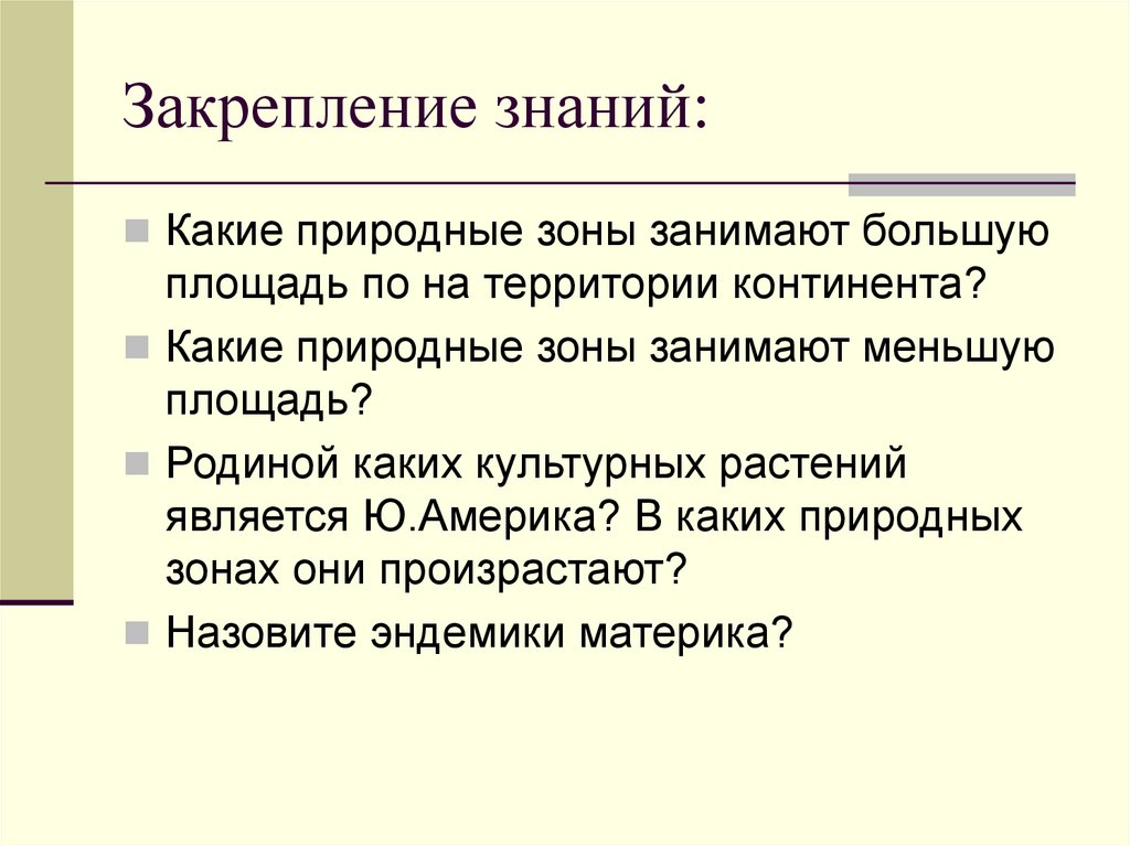 Какие зоны занимают