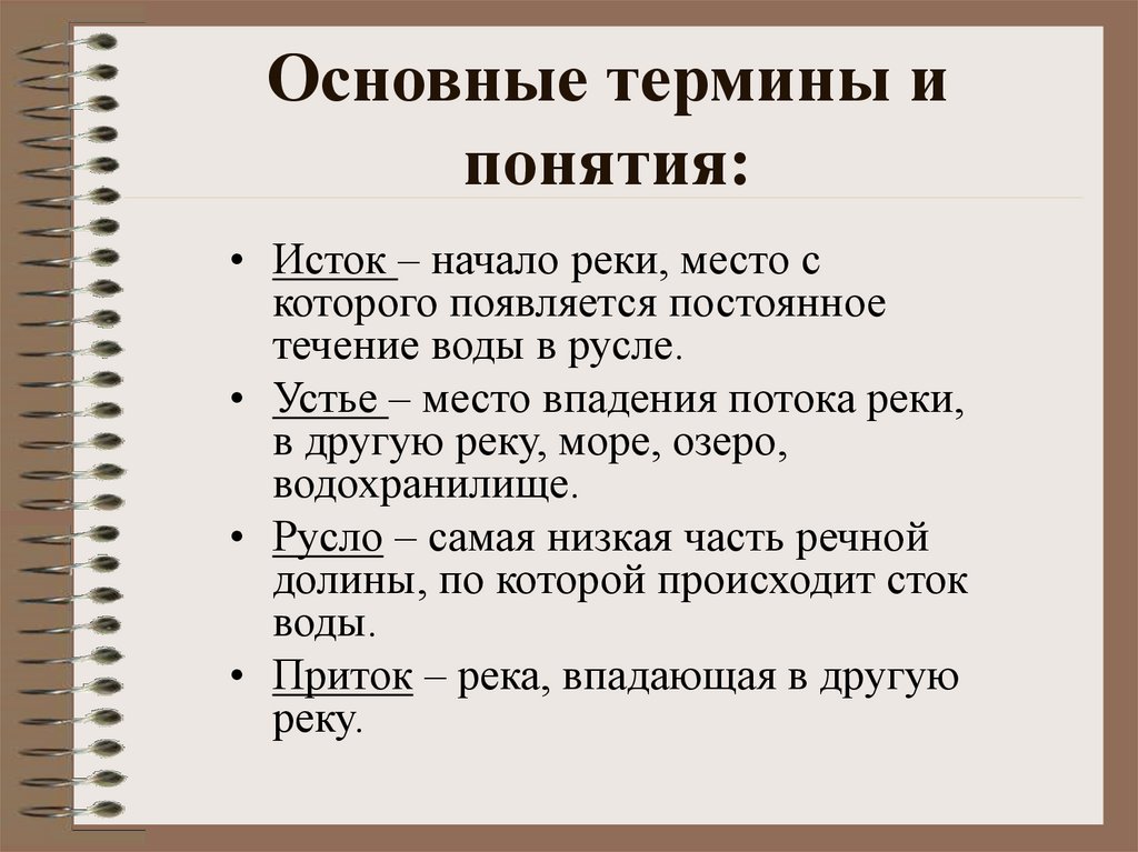 План описания моря. Термины и понятия. Основные термины. Повторить основные понятия и термины. Реки понятия основные термины.