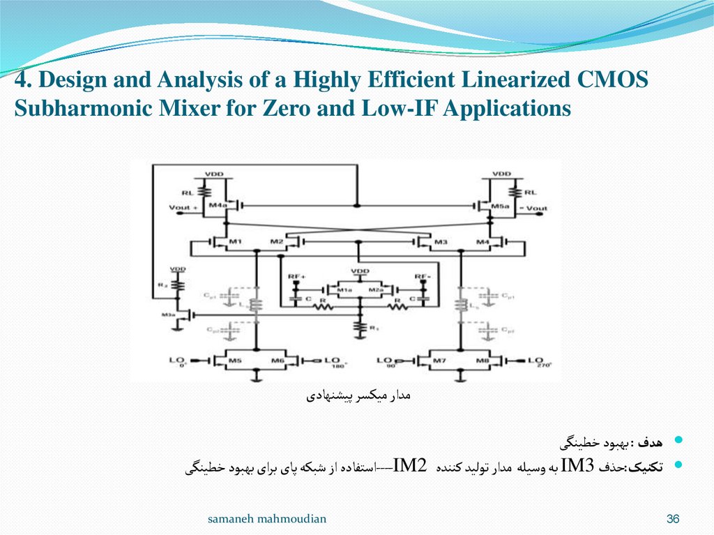 4. Design and Analysis of a Highly Efficient Linearized CMOS Subharmonic Mixer for Zero and Low-IF Applications