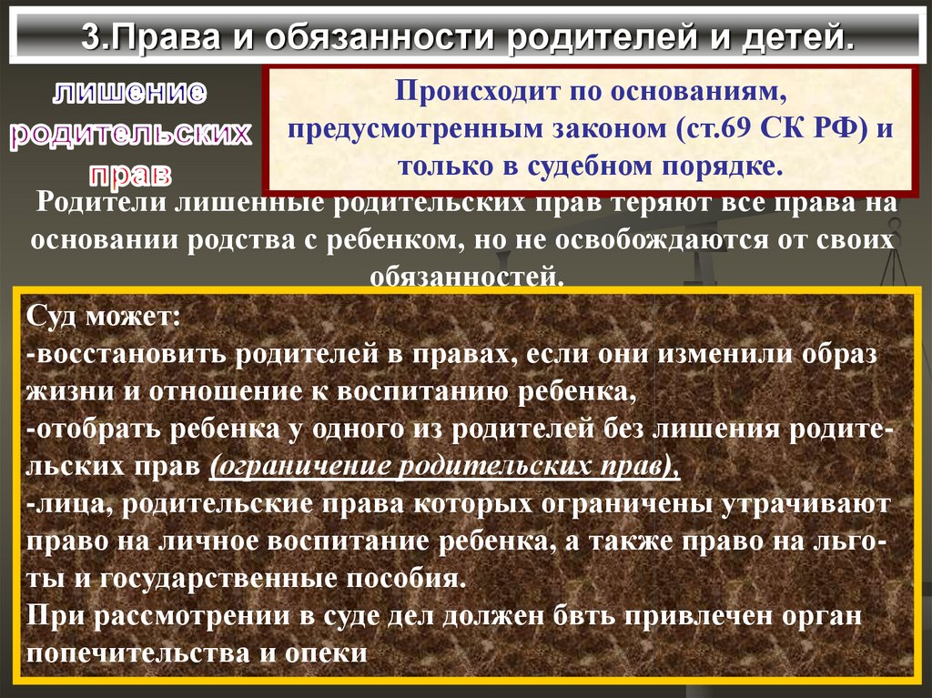 Содержание петиции о праве. Злоупотребление родительскими правами. Права и обязанности родителей лишение родительских прав. Права и обязанности родителей. Лишение родительских прав презентация. Личные права и обязанности родителей и детей родственные.