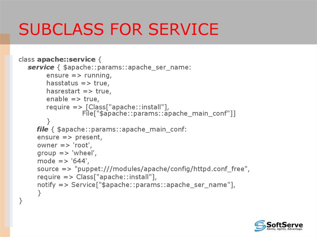 Subclass for SERVICE