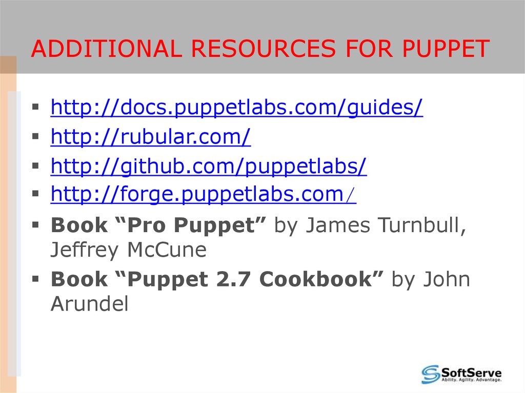 Additional resources for PUPPET