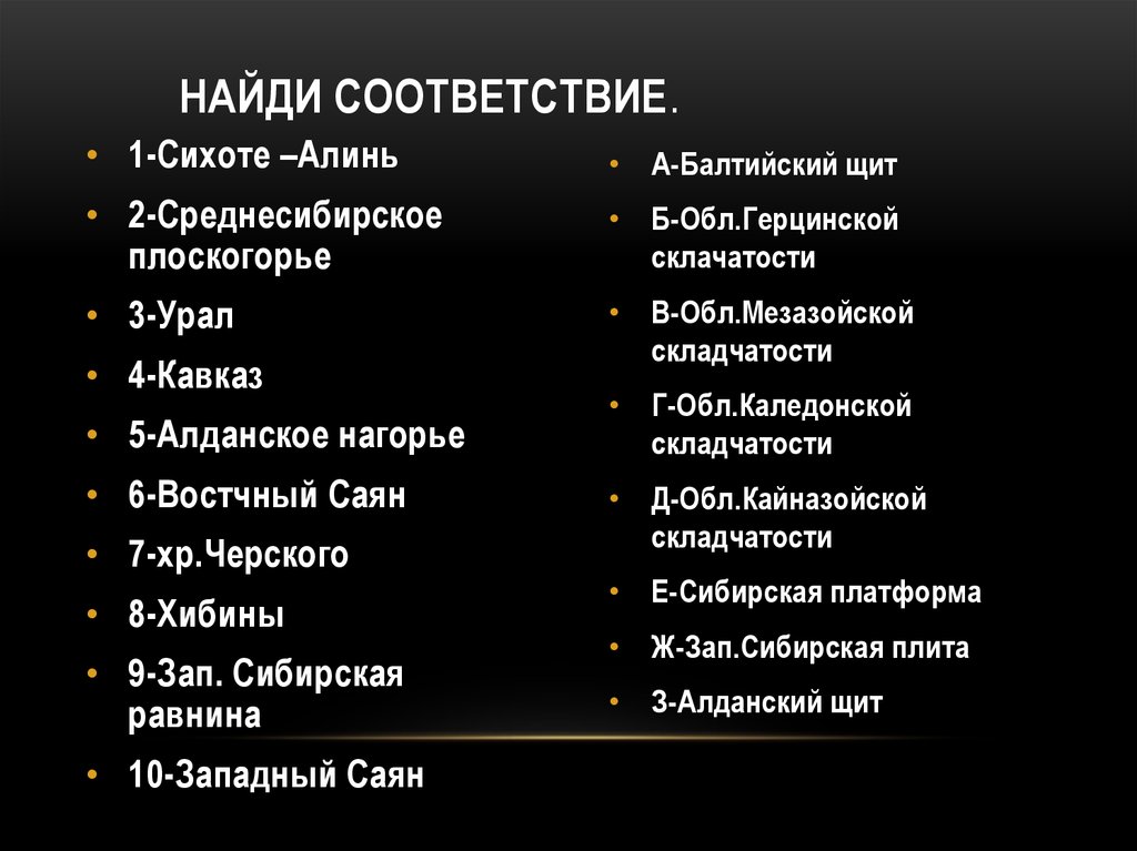 Складчатость западного саяна. Найди соответствие. Игра - Найди соответствие. Определение игры Найди соответствие. 4. Найдите соответствие: Найди 4. Найдите соответствие: Найди.