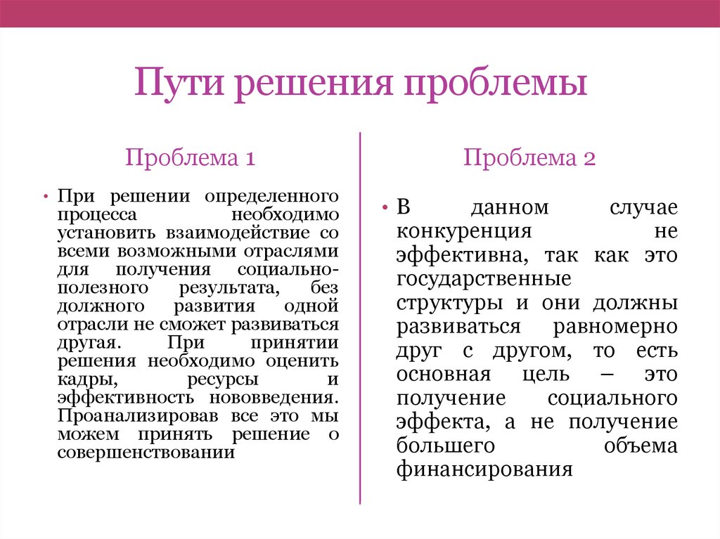 Пути решения проблемы