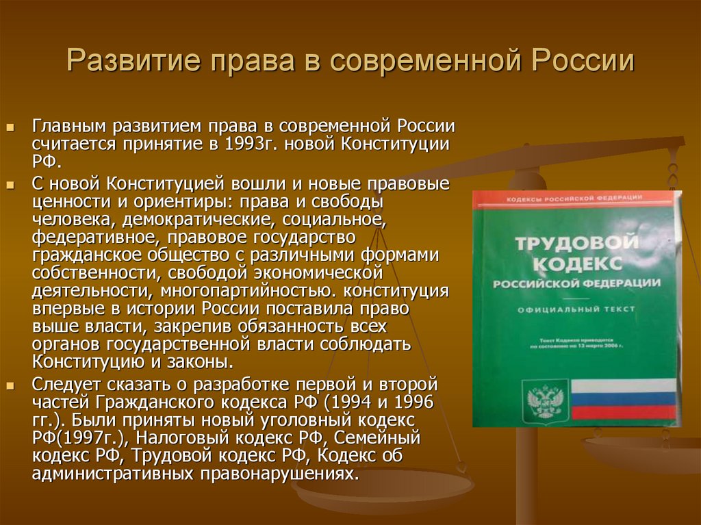 Определенное трудовое законодательство рф. Современное российское право.