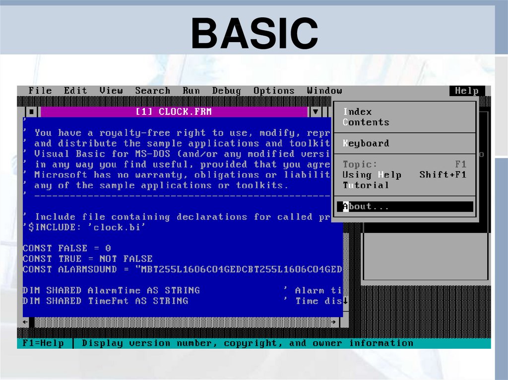 MS Visual Basic for dos. Напечатать на бейсик программу
