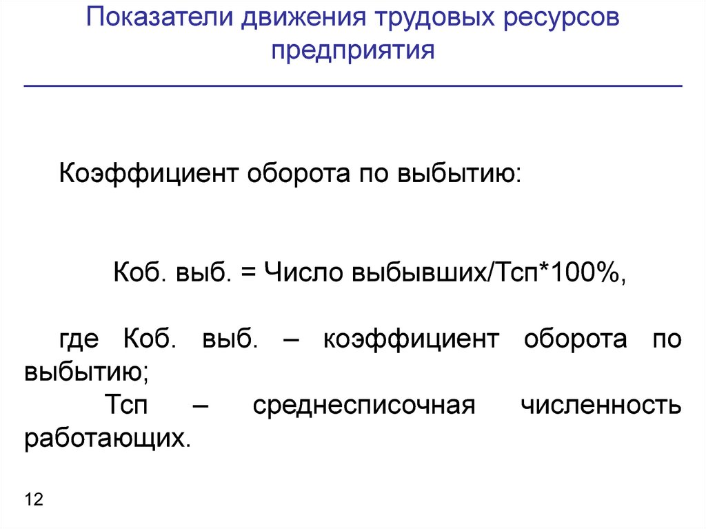 Показатели движения. Определите коэффициенты движения трудовых ресурсов.