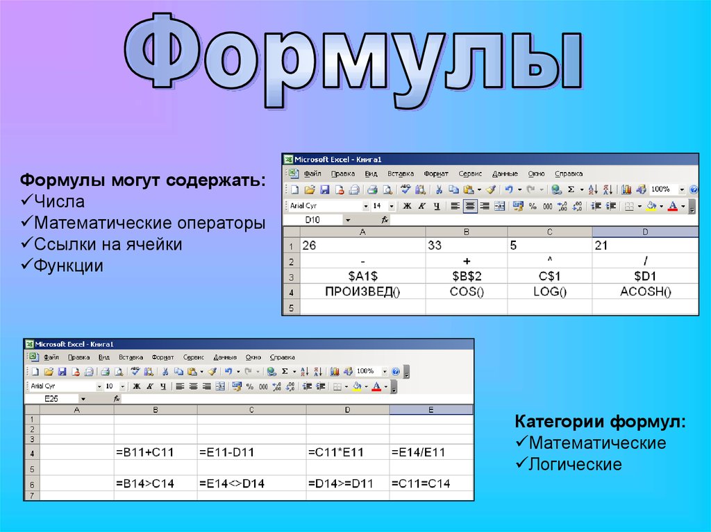 Презентация по информатике excel