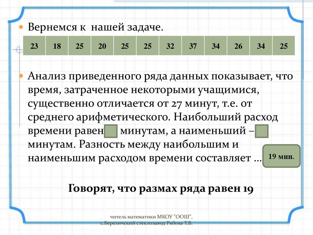 Среднее арифметическое размах и мода 7 класс презентация