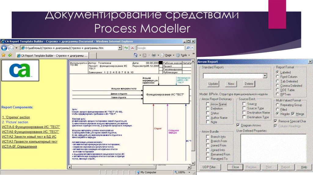Документирование средствами Process Modeller