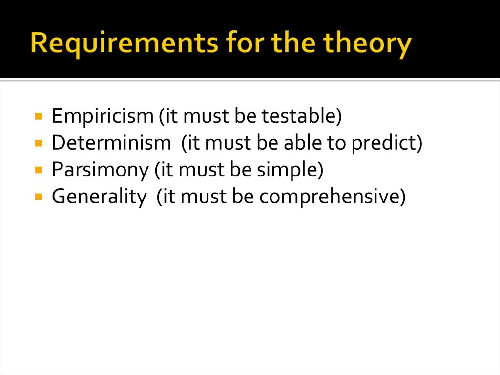 Requirements for the theory