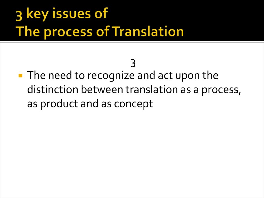 3 key issues of The process of Translation