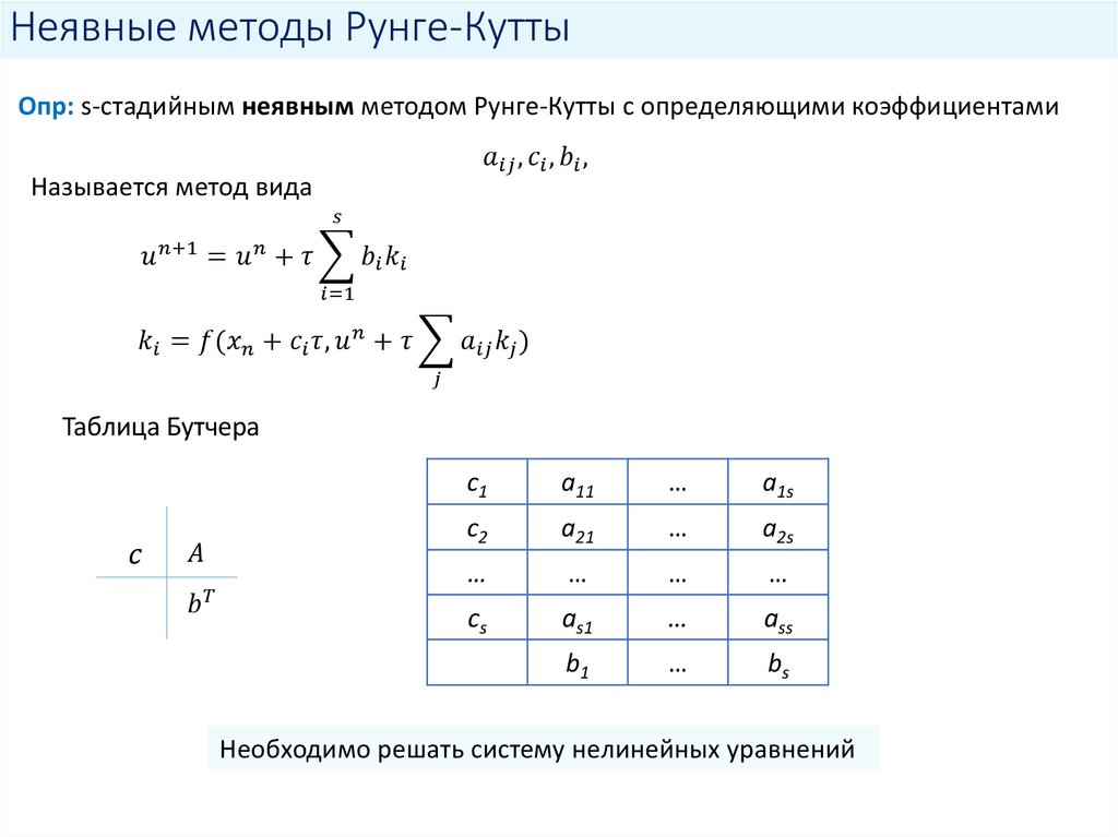 Неявные методы Рунге-Кутты