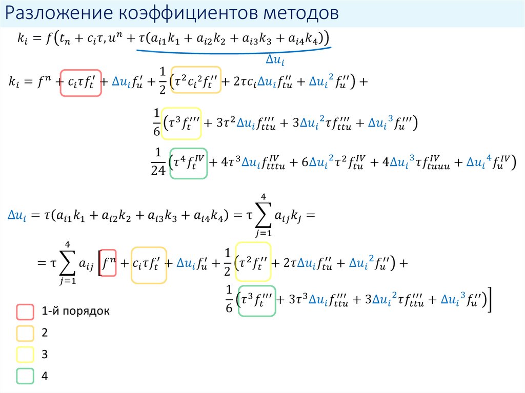 Разложение коэффициентов методов