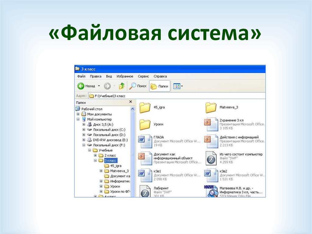 Презентация на тему файловая система компьютера