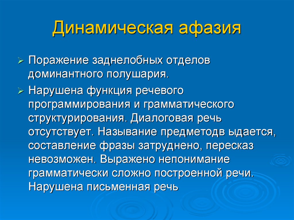 Динамическая афазия. Динамическая афазия локализация. Симптоматика динамической афазии. Динамическая афазия зона поражения.