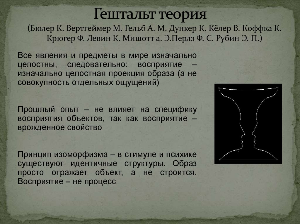 Гештальт теория памяти в психологии презентация