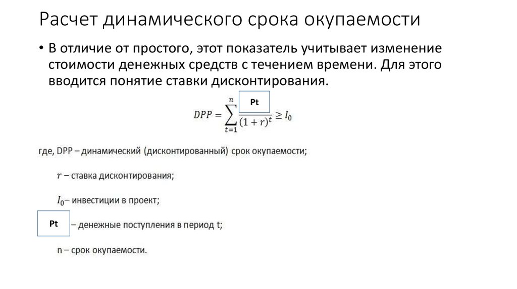 Определение срока окупаемости проекта формула