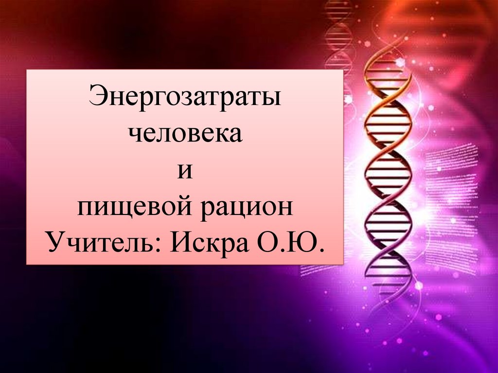 Энергозатраты человека и пищевой рацион презентация 8 класс